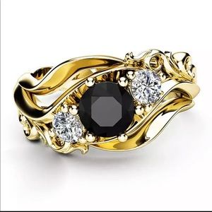 New Yellow Gold Plated Sapphire Ring